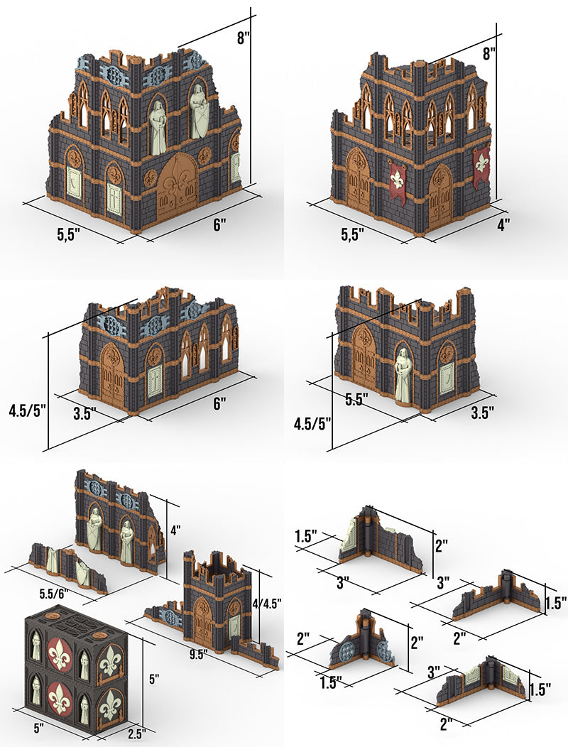 Gothic Cathedral Foldable Modular Ruins | 28mm - 32mm Grimdark Sci-Fi Terrain for Tabletop Wargaming