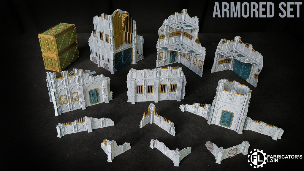 Armored Sector Foldable Modular Ruins | 28mm - 32mm Grimdark Sci-Fi Terrain for Tabletop Wargaming