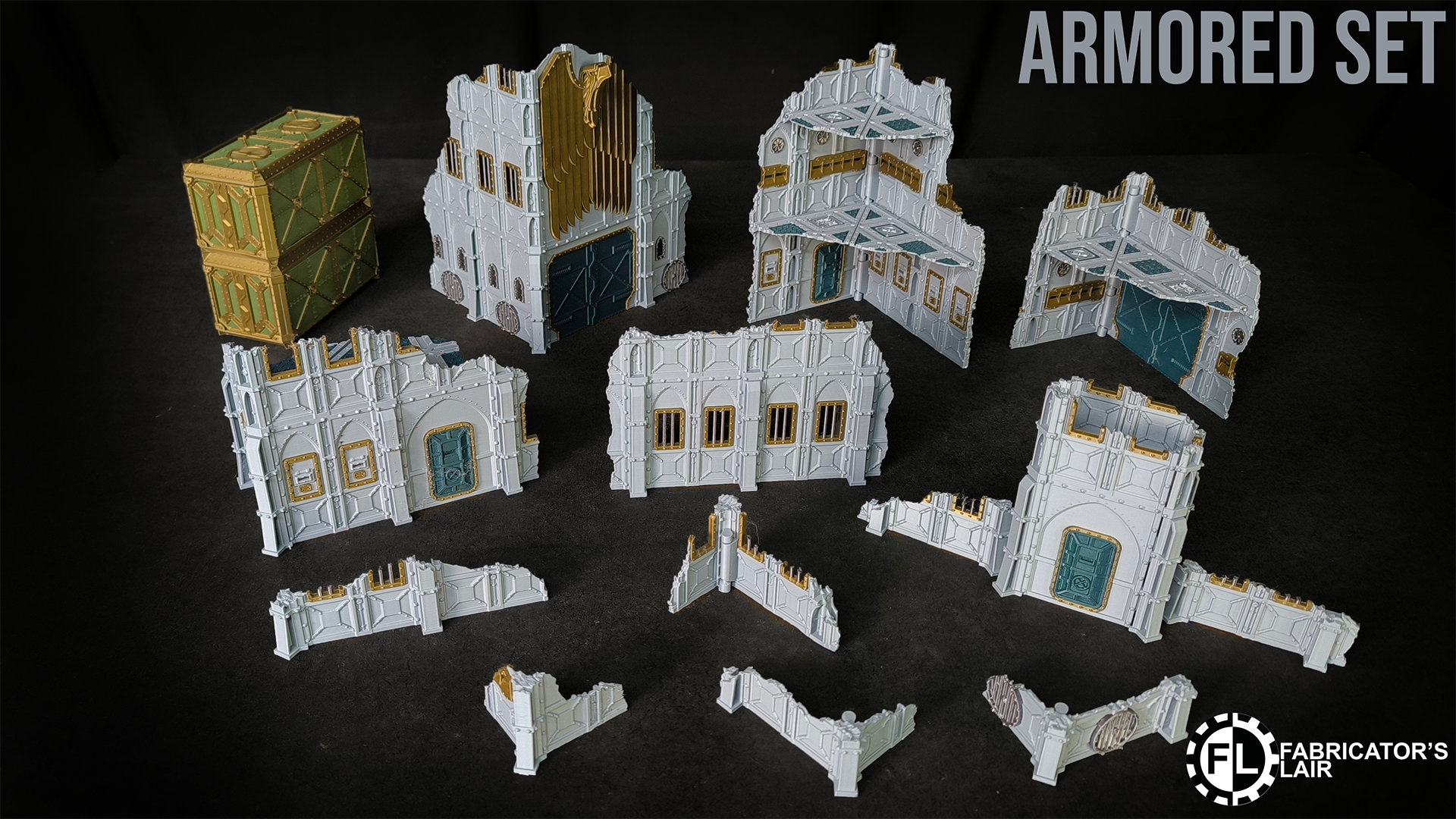 Armored Sector Foldable Modular Ruins | 28mm - 32mm Grimdark Sci-Fi Terrain for Tabletop Wargaming