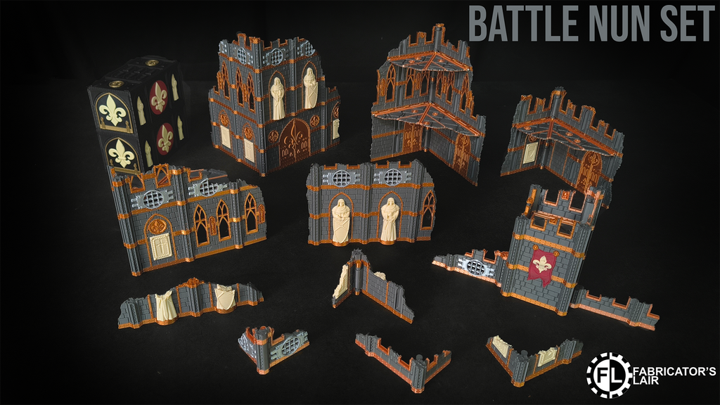 Holy Order Convent Foldable Modular Ruins | 28mm - 32mm Grimdark Sci-Fi Terrain for Tabletop Wargaming