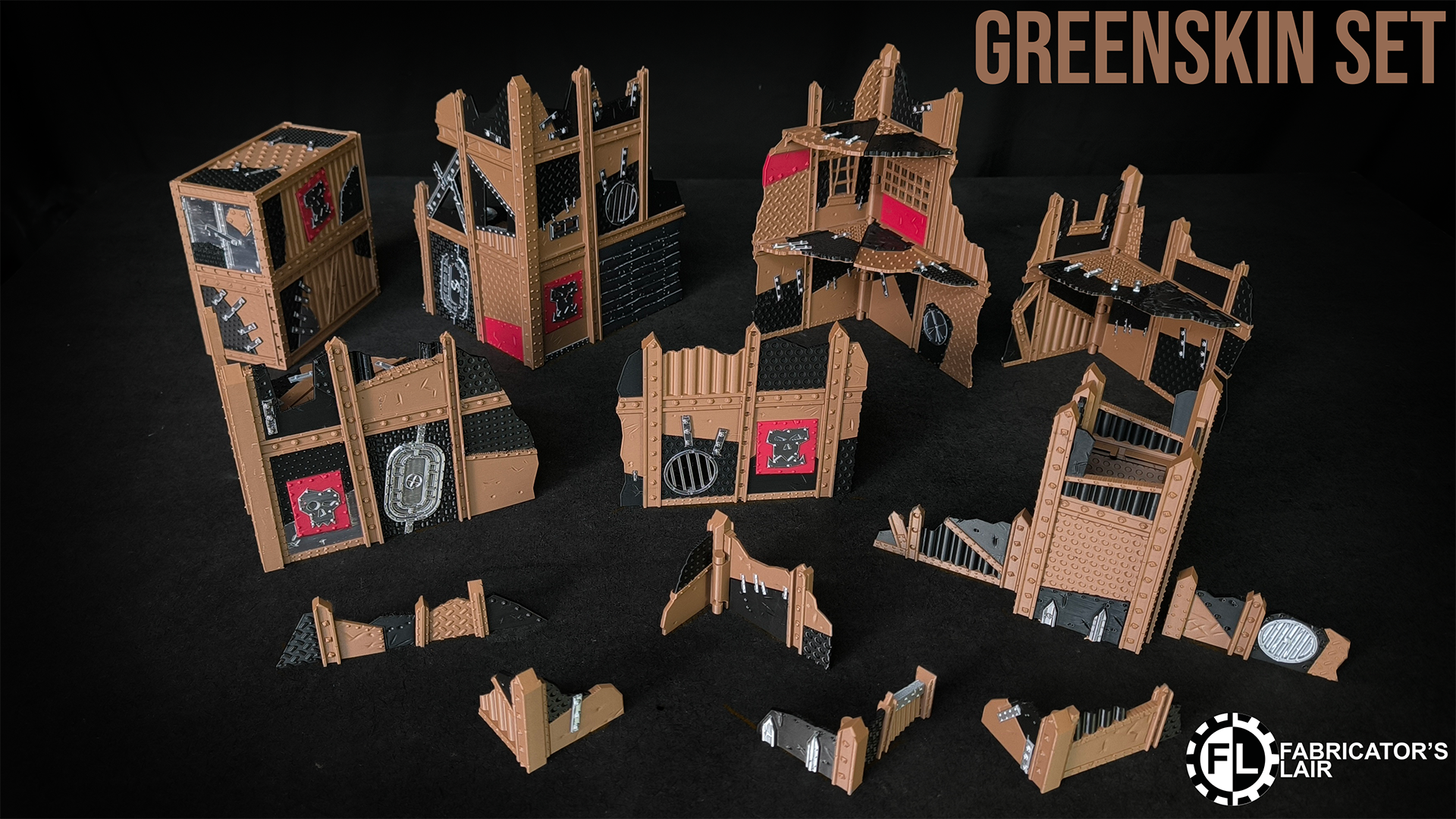 Greenskin Scrap-Fort Foldable Modular Ruins | 28mm - 32mm Grimdark Sci-Fi Terrain for Tabletop Wargaming