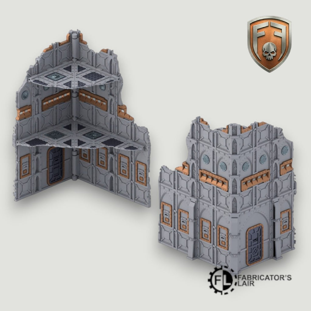 Armored Sector Foldable Modular Ruins | 28mm - 32mm Grimdark Sci-Fi Terrain for Tabletop Wargaming