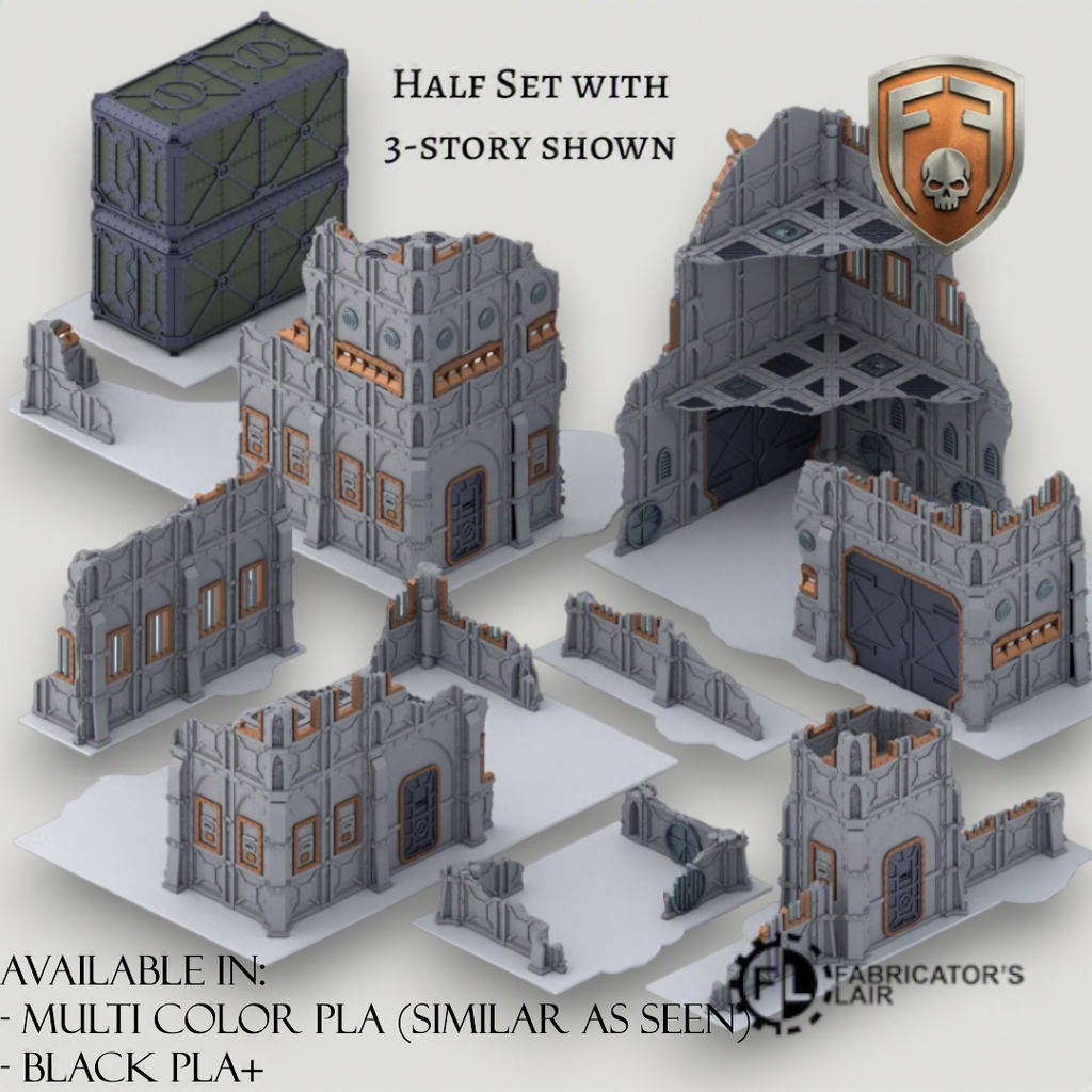 Armored Sector Foldable Modular Ruins | 11th Edition Compatible Terrain | 28mm - 32mm Grimdark Sci-Fi Terrain for Tabletop Wargaming
