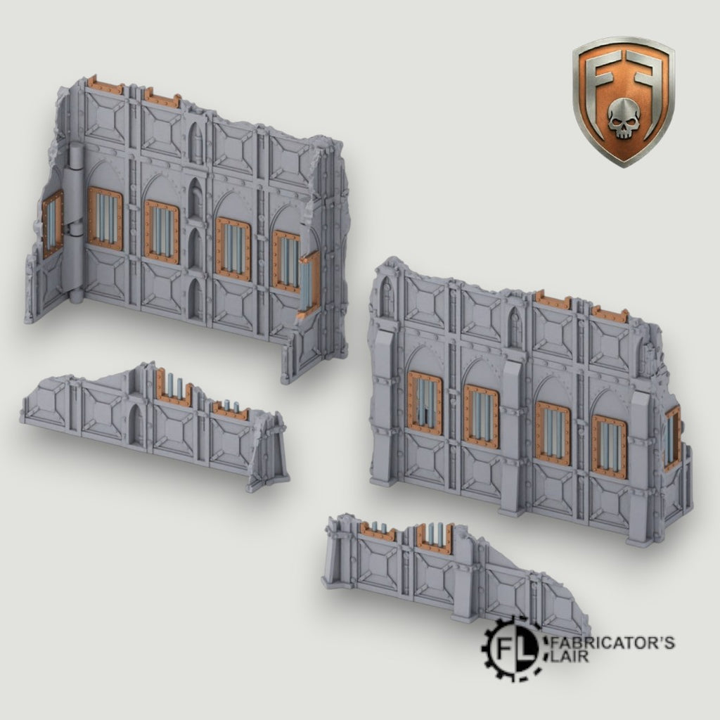 Armored Sector Foldable Modular Ruins | 28mm - 32mm Grimdark Sci-Fi Terrain for Tabletop Wargaming