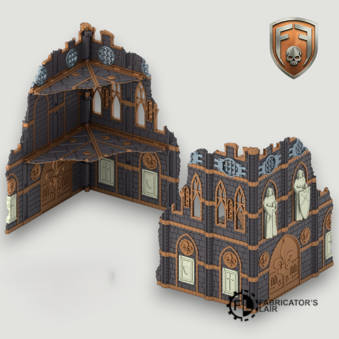 Holy Order Convent Foldable Modular Ruins | 11th Edition Compatible Terrain | 28mm - 32mm Grimdark Sci-Fi Terrain for Tabletop Wargaming