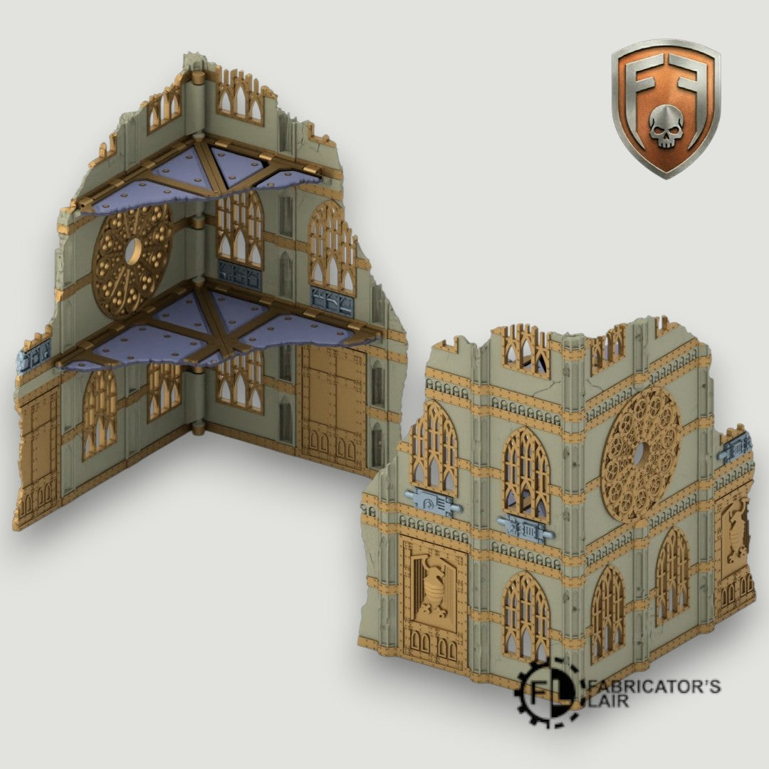 Gothic Cathedral Foldable Modular Ruins | 28mm - 32mm Grimdark Sci-Fi Terrain for Tabletop Wargaming