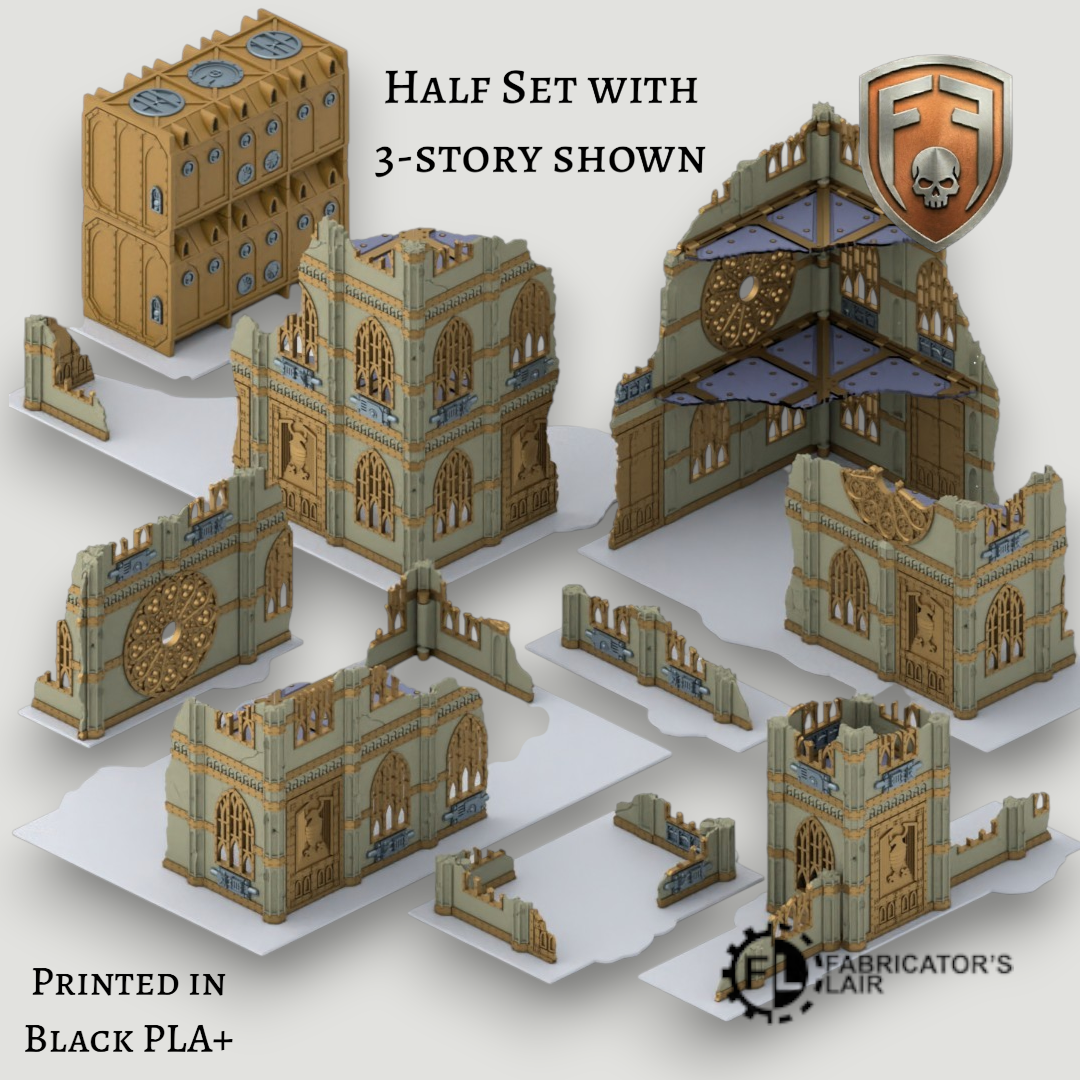 Gothic Cathedral Foldable Modular Ruins | 28mm - 32mm Grimdark Sci-Fi Terrain for Tabletop Wargaming