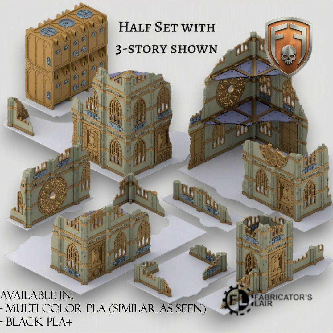 Gothic Cathedral Foldable Modular Ruins | 11th Edition Compatible Terrain | 28mm - 32mm Grimdark Sci-Fi Terrain for Tabletop Wargaming