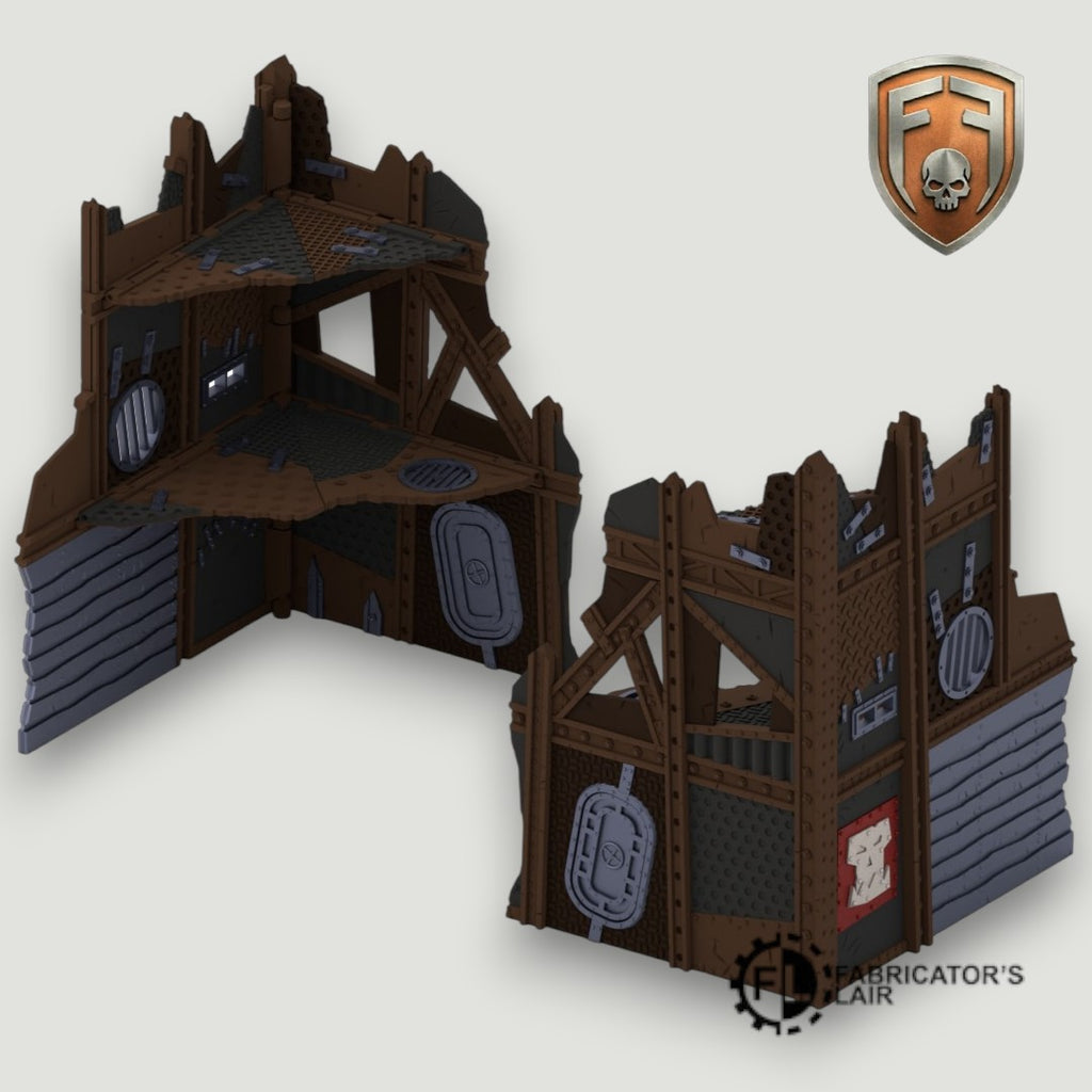 Greenskin Scrap-Fort Foldable Modular Ruins | 28mm - 32mm Grimdark Sci-Fi Terrain for Tabletop Wargaming