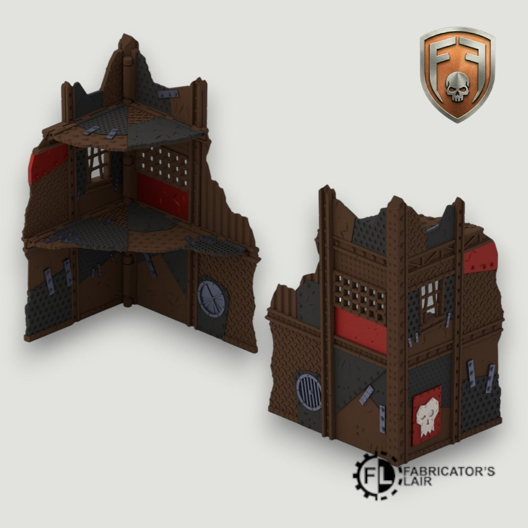 Greenskin Scrap-Fort Foldable Modular Ruins | 28mm - 32mm Grimdark Sci-Fi Terrain for Tabletop Wargaming