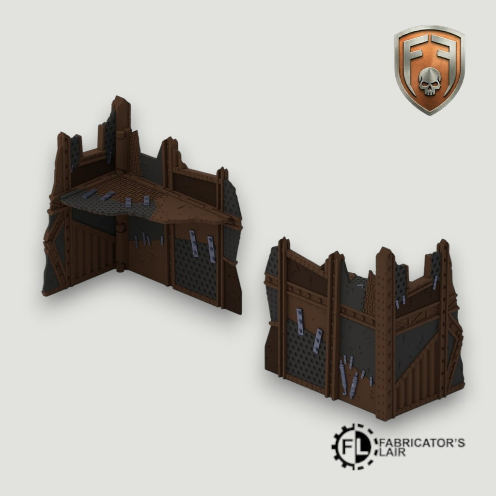 Greenskin Scrap-Fort Foldable Modular Ruins | 28mm - 32mm Grimdark Sci-Fi Terrain for Tabletop Wargaming