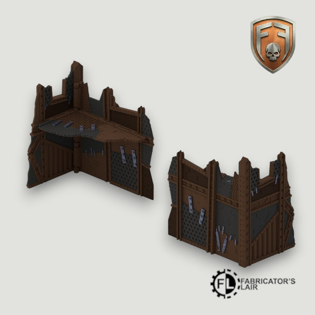 Greenskin Scrap-Fort Foldable Modular Ruins | 28mm - 32mm Grimdark Sci-Fi Terrain for Tabletop Wargaming