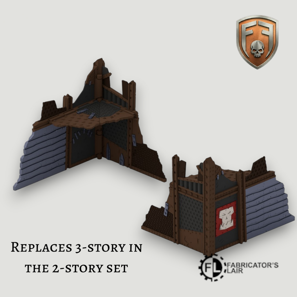 Greenskin Scrap-Fort Foldable Modular Ruins | 28mm - 32mm Grimdark Sci-Fi Terrain for Tabletop Wargaming