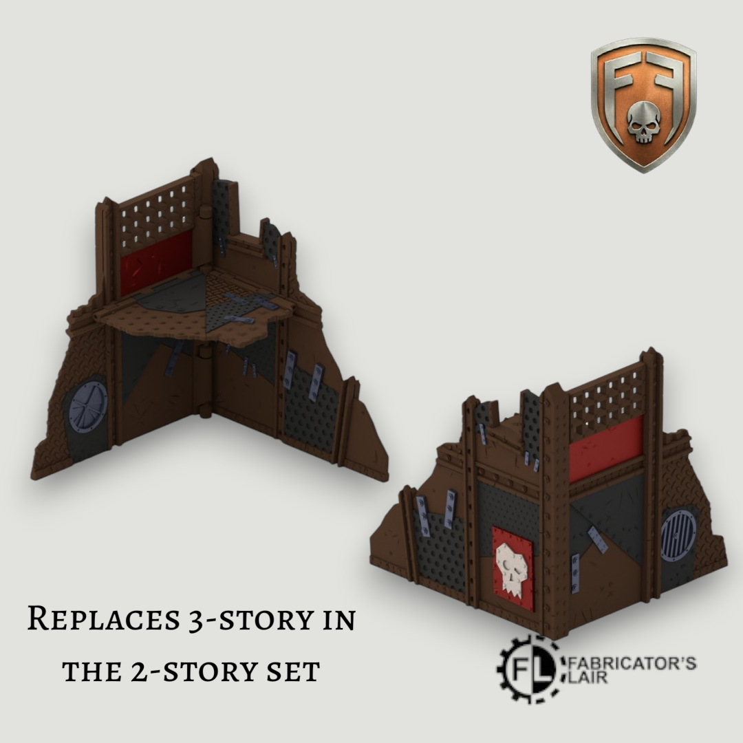 Greenskin Scrap-Fort Foldable Modular Ruins | 28mm - 32mm Grimdark Sci-Fi Terrain for Tabletop Wargaming