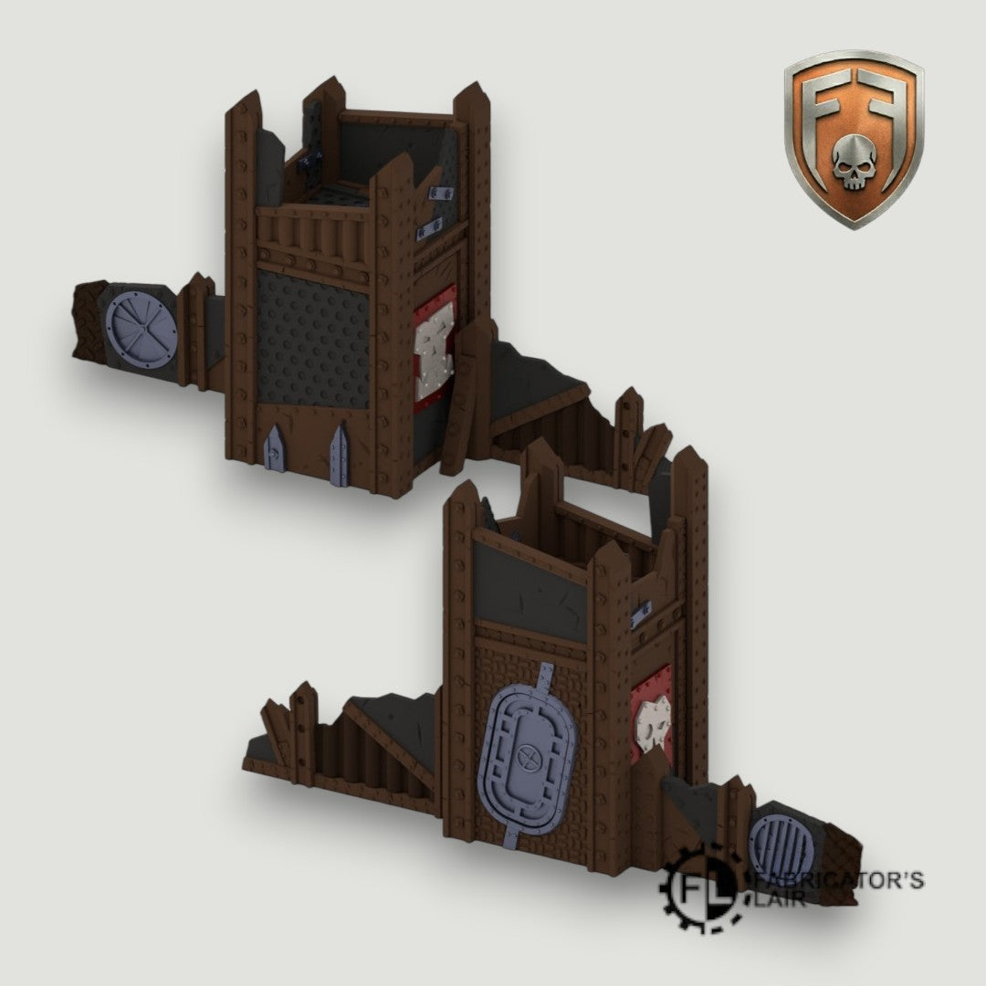 Greenskin Scrap-Fort Foldable Modular Ruins | 28mm - 32mm Grimdark Sci-Fi Terrain for Tabletop Wargaming