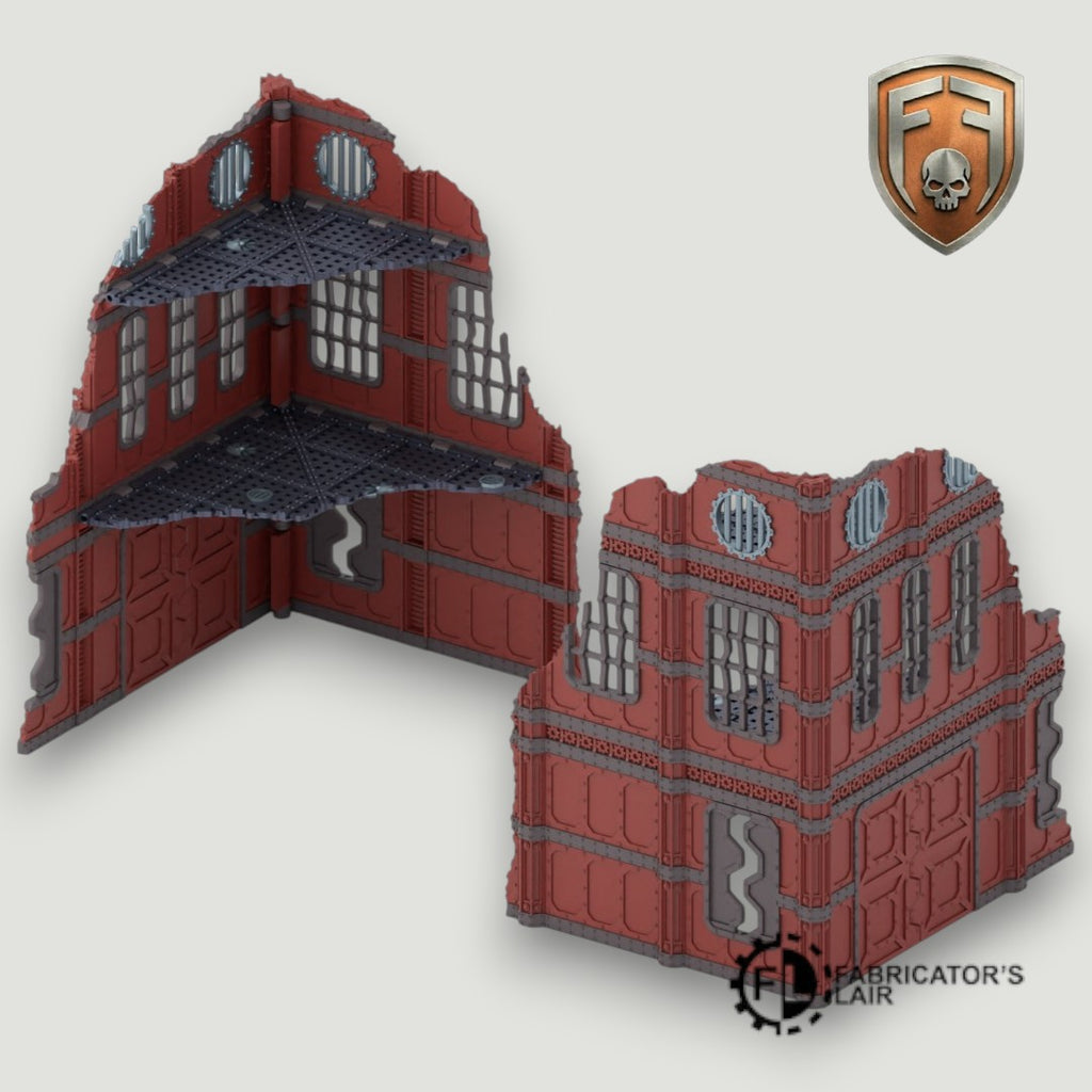 Industrial Sector Foldable Modular Ruins | 11th Edition Compatible Terrain | 28mm - 32mm Grimdark Sci-Fi Terrain for Tabletop Wargaming