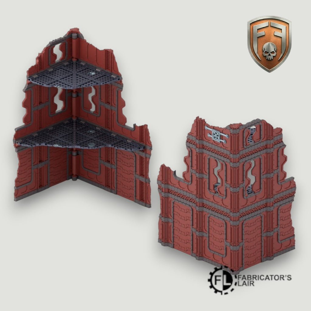 Industrial Sector Foldable Modular Ruins | 11th Edition Compatible Terrain | 28mm - 32mm Grimdark Sci-Fi Terrain for Tabletop Wargaming