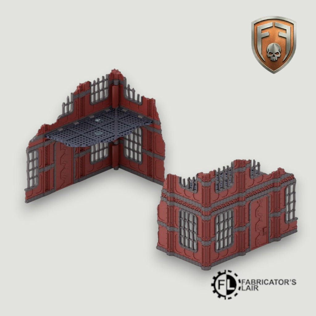 Industrial Sector Foldable Modular Ruins | 28mm - 32mm Grimdark Sci-Fi Terrain for Tabletop Wargaming