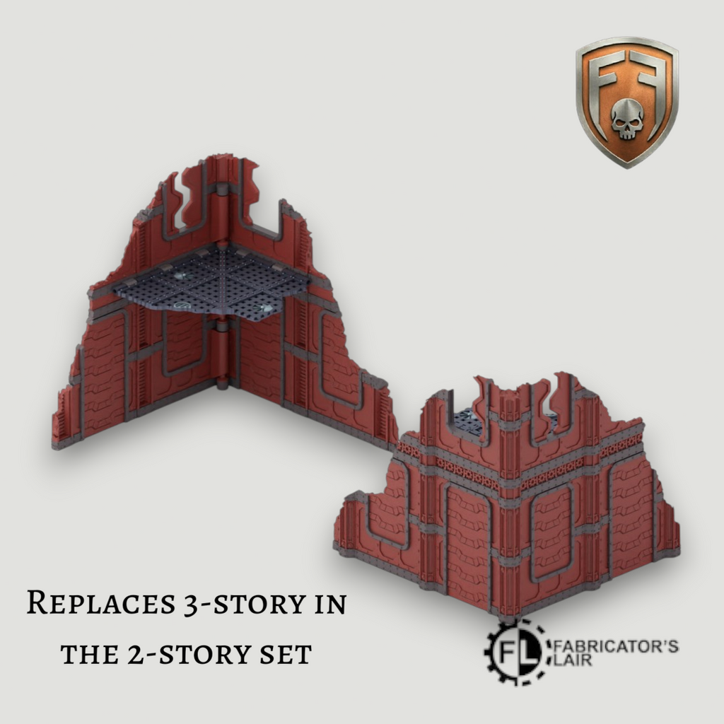Industrial Sector Foldable Modular Ruins | 11th Edition Compatible Terrain | 28mm - 32mm Grimdark Sci-Fi Terrain for Tabletop Wargaming