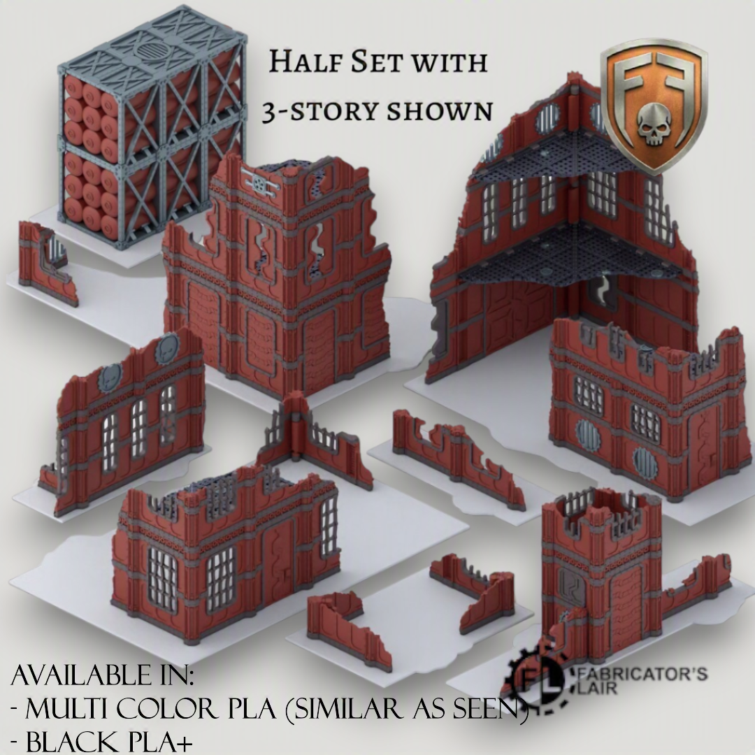 Industrial Sector Foldable Modular Ruins | 11th Edition Compatible Terrain | 28mm - 32mm Grimdark Sci-Fi Terrain for Tabletop Wargaming