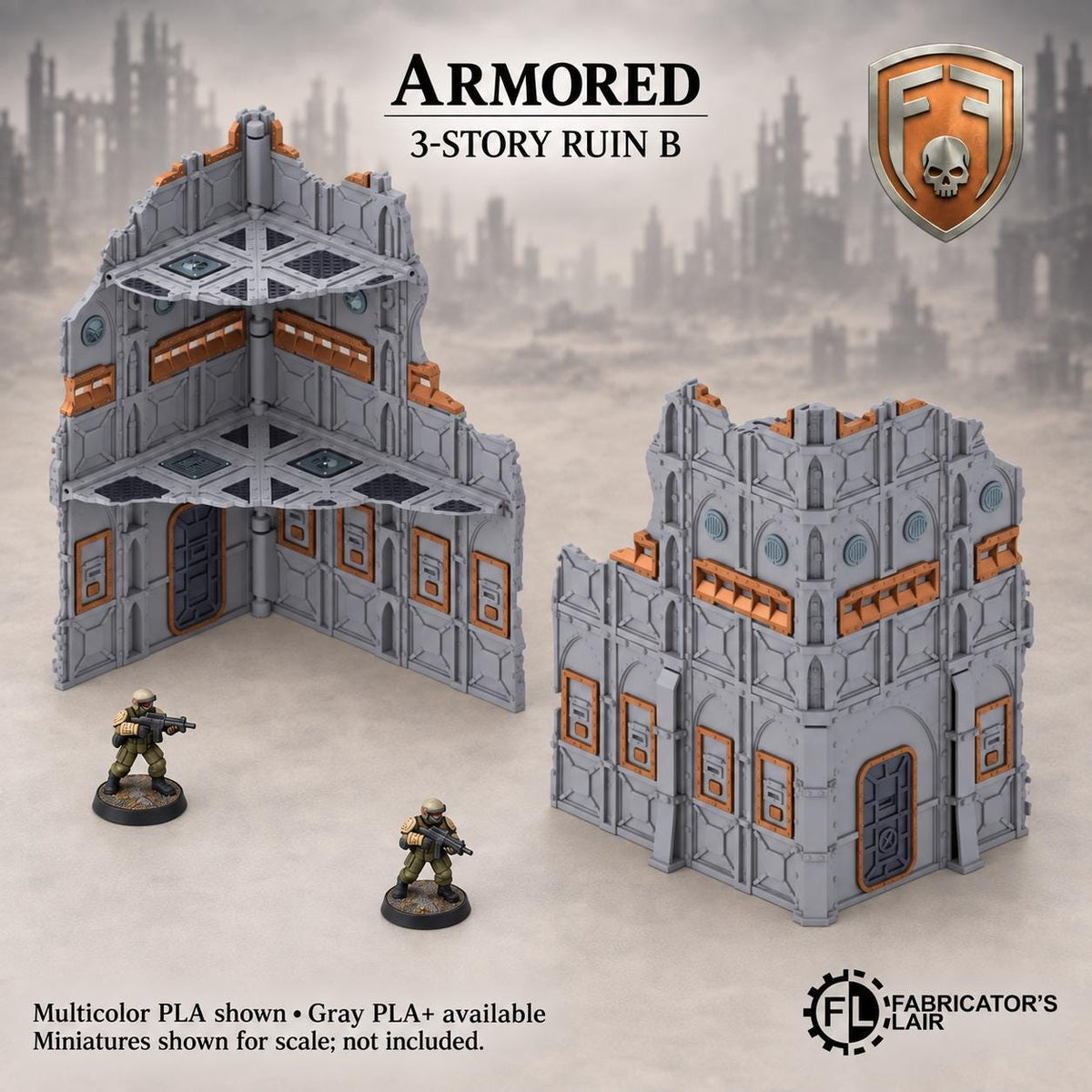 11th Edition Competitive Folding Terrain - Armored Sector Ruins | Ready to Play | Color & Storage Box Options | High Durability and Quality