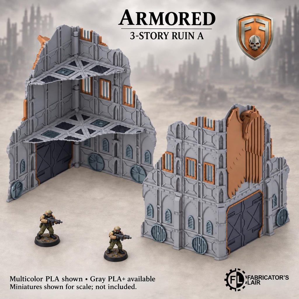 11th Edition Competitive Folding Terrain - Armored Sector Ruins | Ready to Play | Color & Storage Box Options | High Durability and Quality