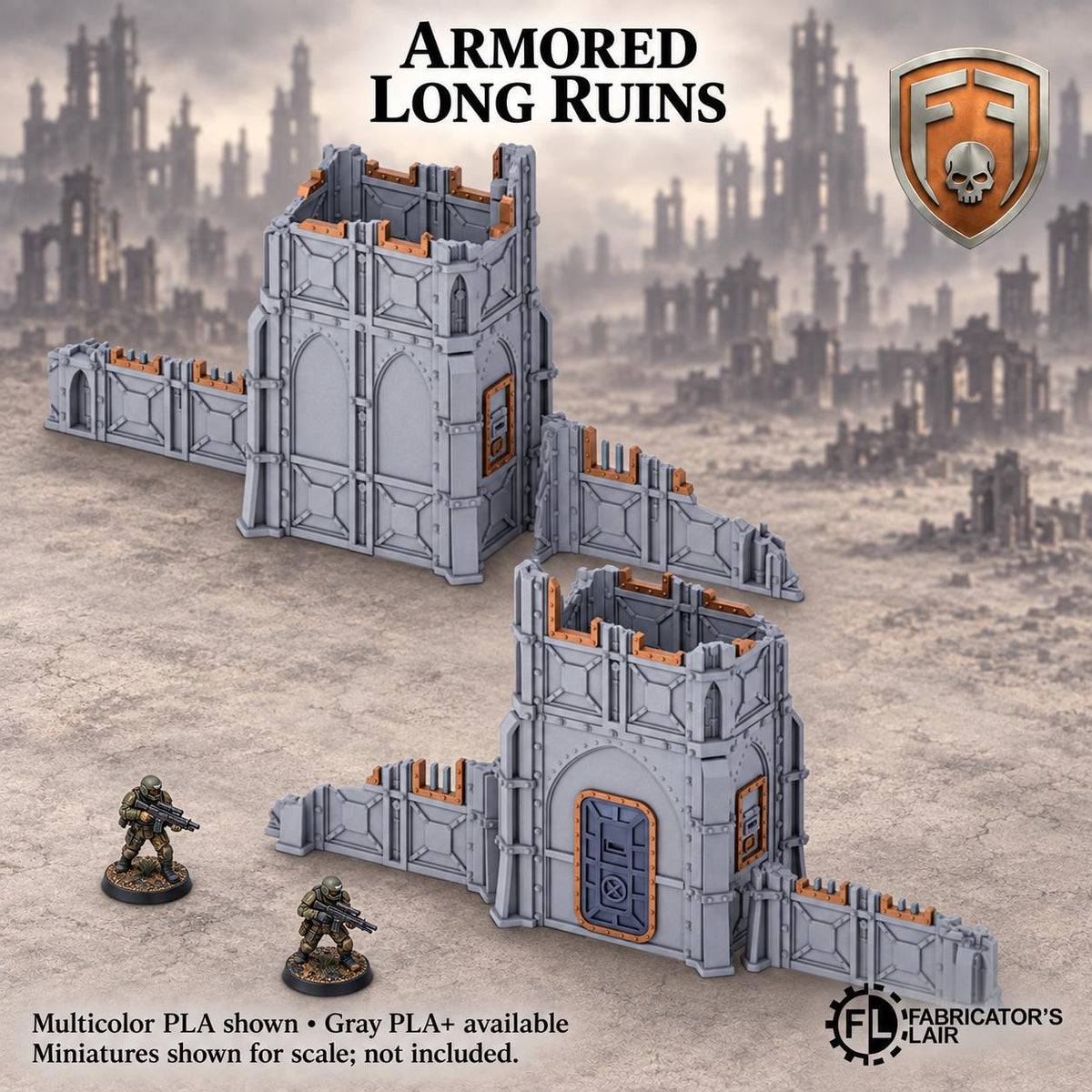 11th Edition Competitive Folding Terrain - Armored Sector Ruins | Ready to Play | Color & Storage Box Options | High Durability and Quality