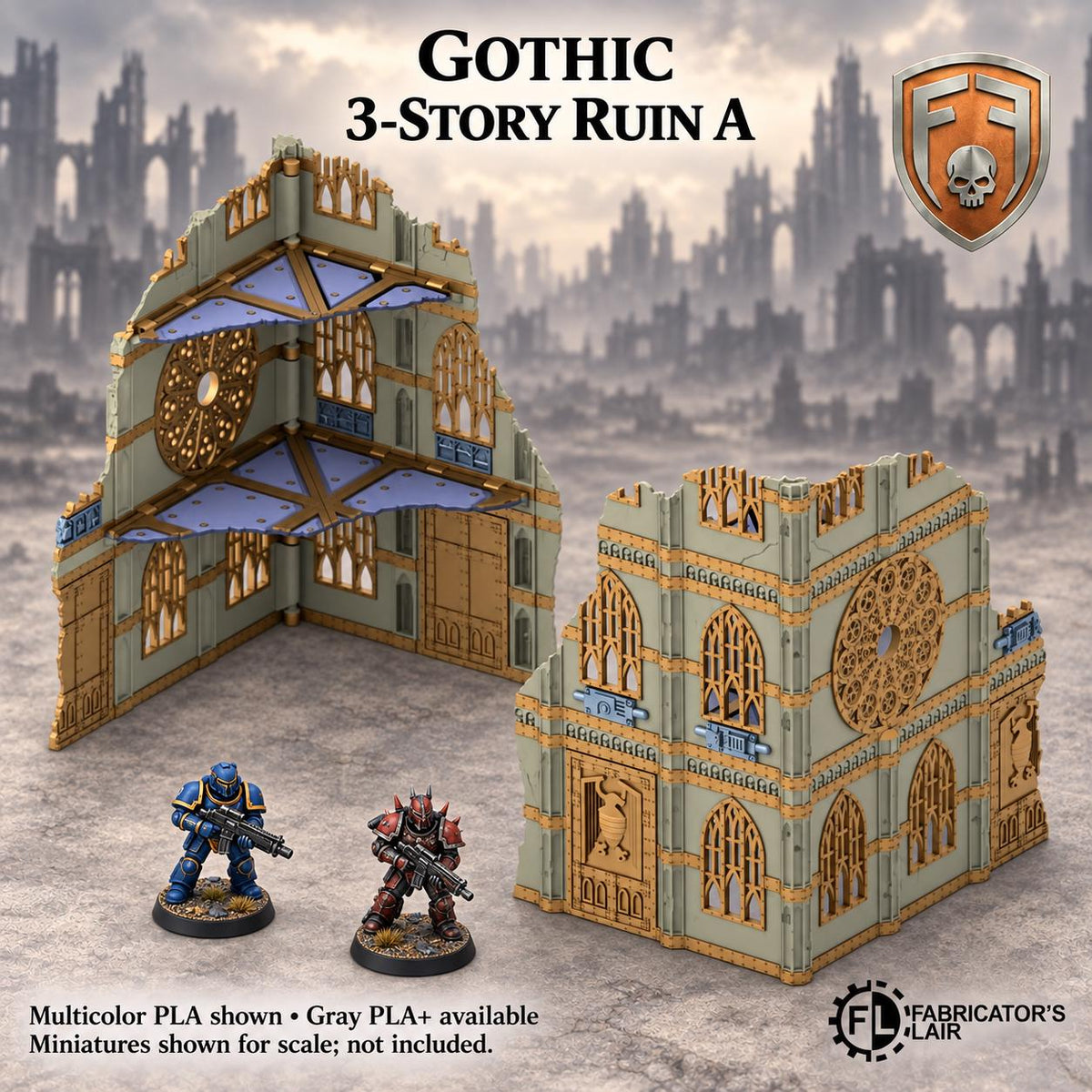 11th Edition Competitive Folding Terrain - Gothic Cathedral | Ready to Play | Color & Storage Box Options | High Durability and Quality