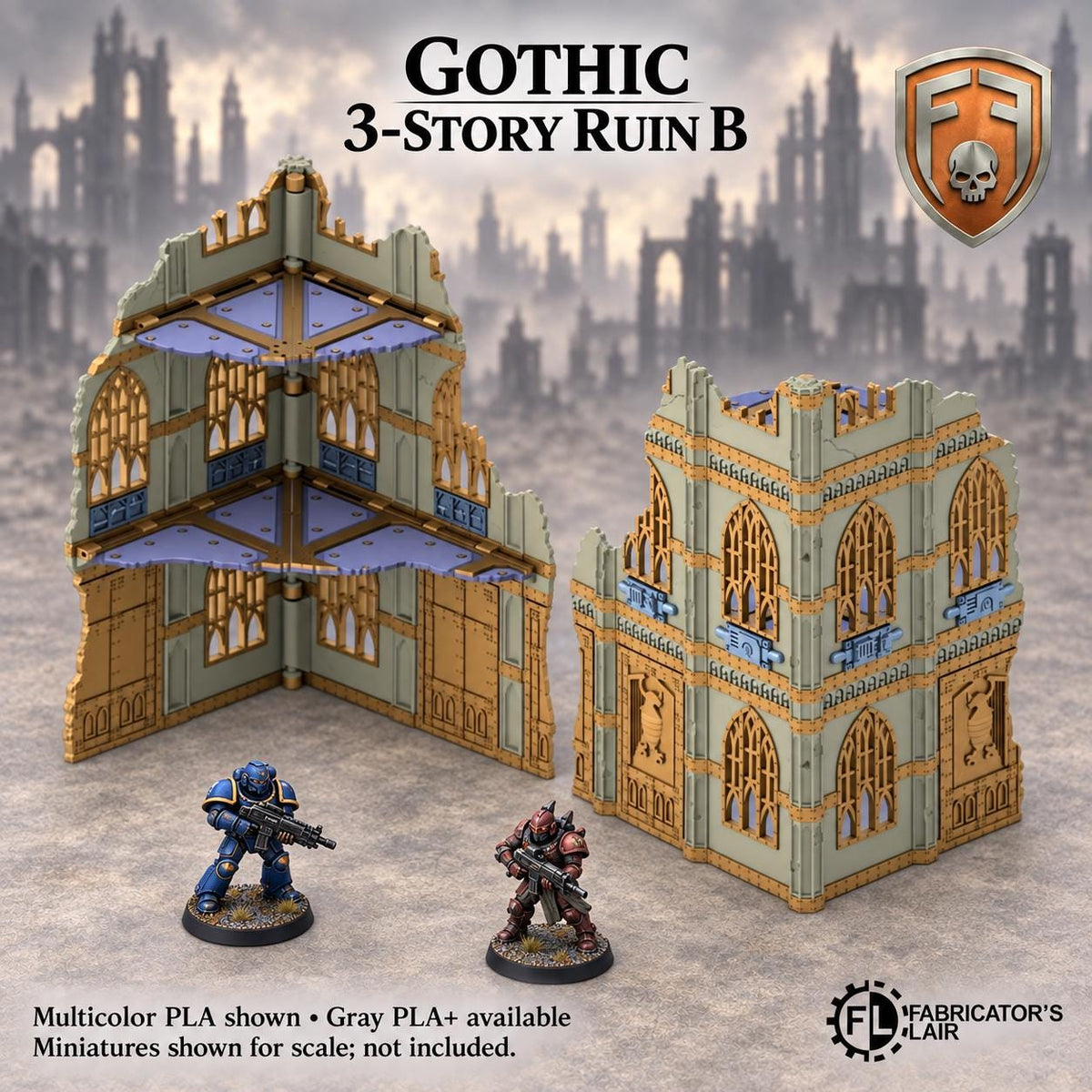 11th Edition Competitive Folding Terrain - Gothic Cathedral | Ready to Play | Color & Storage Box Options | High Durability and Quality