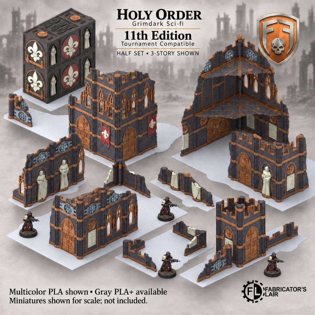 11th Edition Competitive Folding Terrain - Holy Order Convent | Ready to Play | Color & Storage Box Options | High Durability and Quality