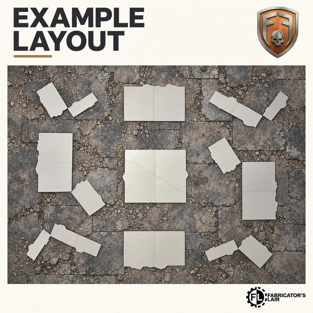 16-Piece 11th Edition Competitive Terrain Footprint Set | 44x60 Battlefield Layout Bases | 28mm–32mm Sci-Fi Wargaming Terrain