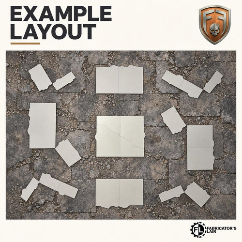 16-Piece 11th Edition Competitive Terrain Footprint Set | 44x60 Battlefield Layout Bases | 28mm–32mm Sci-Fi Wargaming Terrain