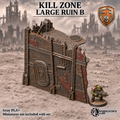 Greenskin Kill Zone Large Ruin B modular terrain. Painted example, supplied unpainted in Gray PLA+. Miniatures are not included.