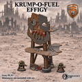 Greenskin Krump-O-Fuel Effigy, a standalone scrap-built landmark. Painted example, supplied unpainted in Gray PLA+. Miniatures are not included.