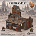 Greenskin Krump-O-Fuel Station with pump, canopy and upper effigy. Painted example, supplied unpainted in Gray PLA+. Miniatures are not included.