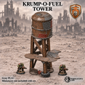Greenskin Krump-O-Fuel Tower, a standalone modular fuel tower. Painted example, supplied unpainted in Gray PLA+. Miniatures are not included.