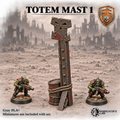 Greenskin Totem Mast 1 scatter terrain. Painted example; supplied unpainted in Gray PLA+. Miniatures are not included.